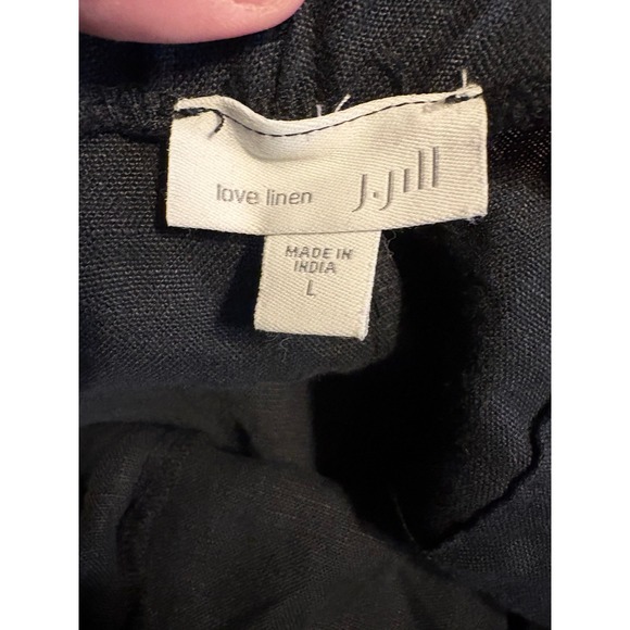 J. Jill Love Linen Black Pants Large L 100% Linen Wide Leg Crop Elastic Waist - Picture 4 of 5